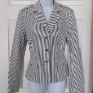 Tory Burch Grey and White Striped Blazer